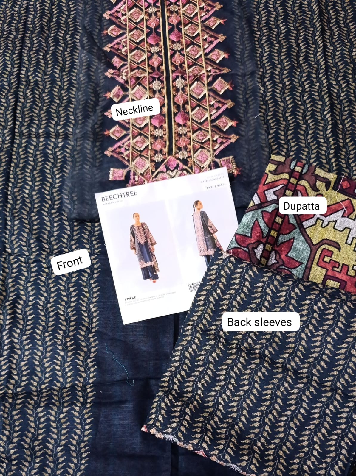 Beechtree khaddar  printed emb  2pc