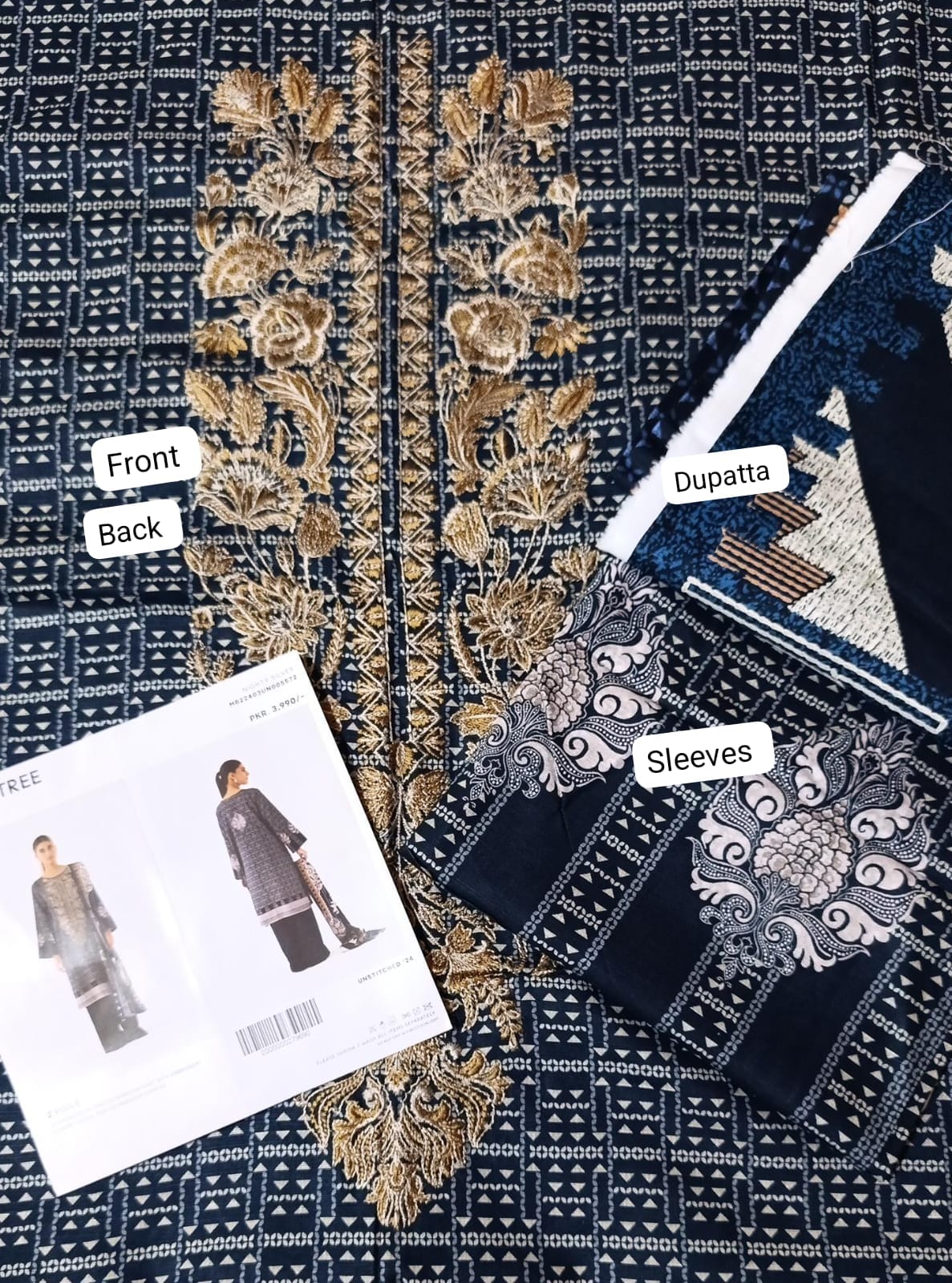 Beechtree khaddar  printed emb  2pc