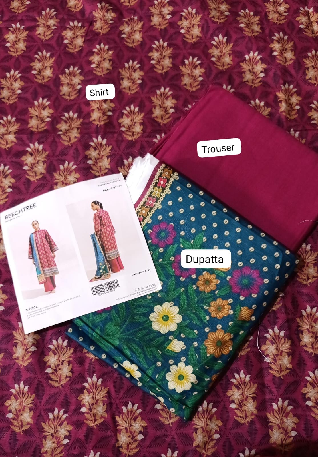 Beechtree khaddar  printed 3pc