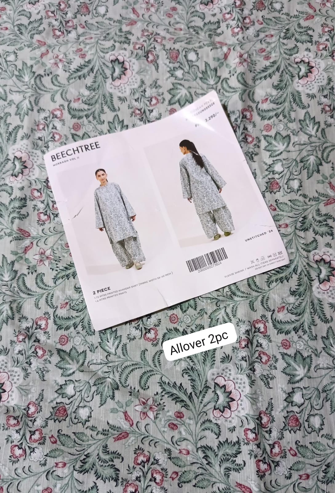 Beechtree khaddar  allover printed 2pc
