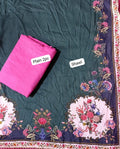 HussainRehar khaddar plain 3 pc with printed shawl