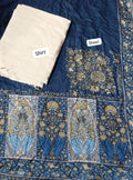 HussainRehar khaddar plain shirt with printed shawl