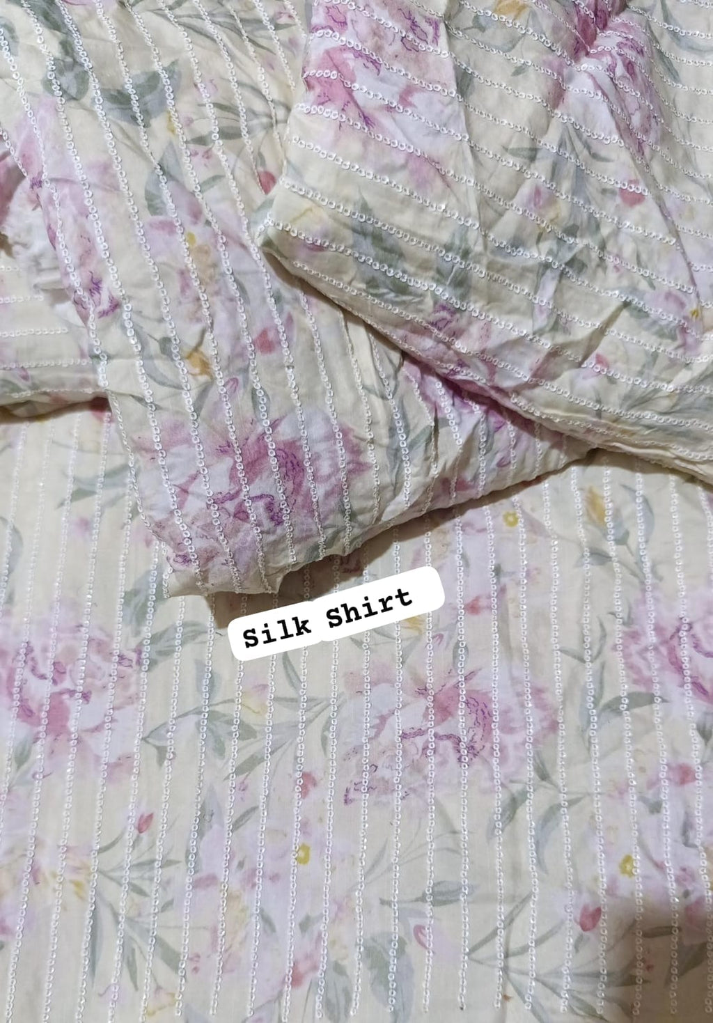 Cross-stitch emb silk printed shirt