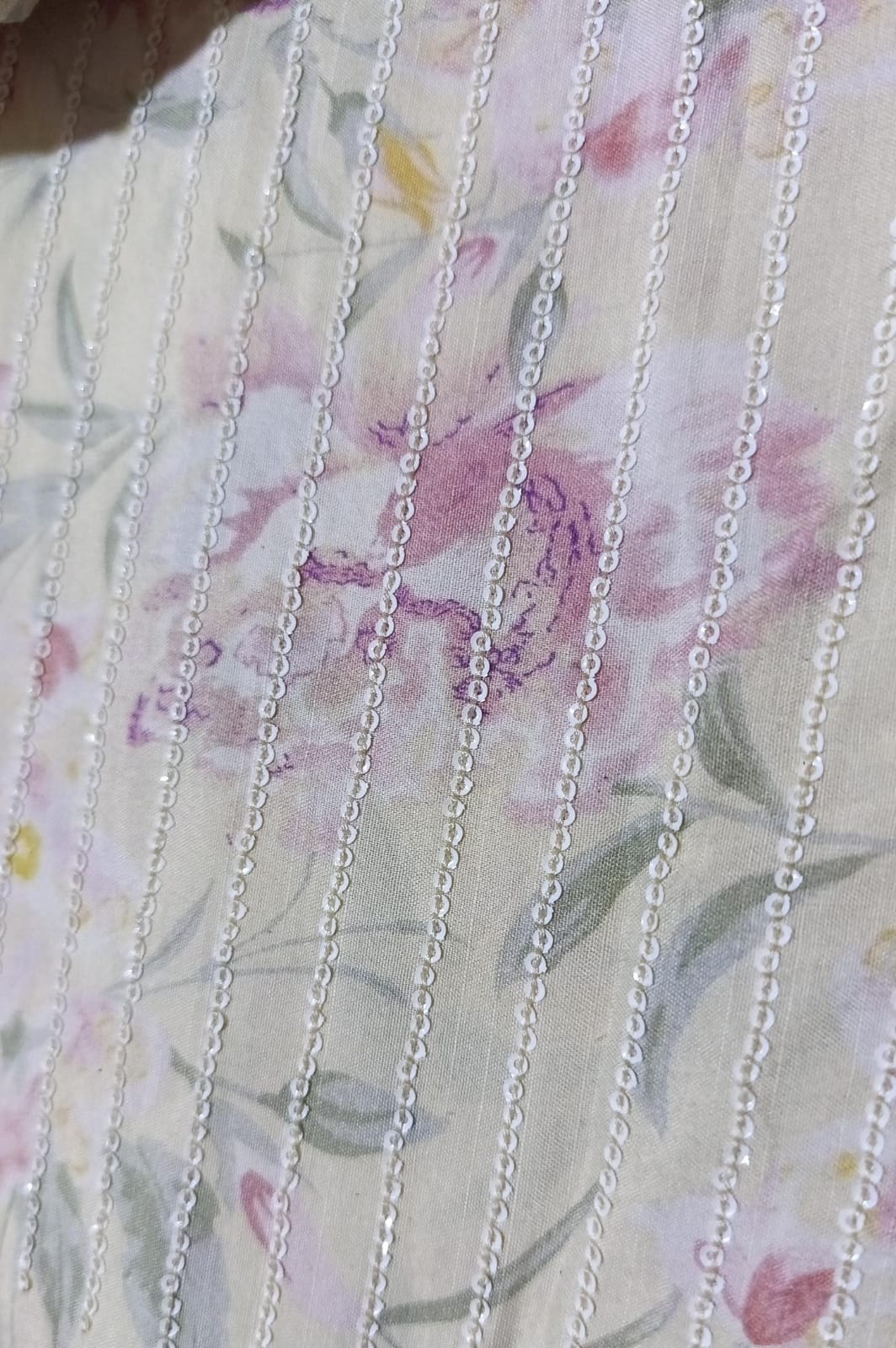 Cross-stitch emb silk printed shirt