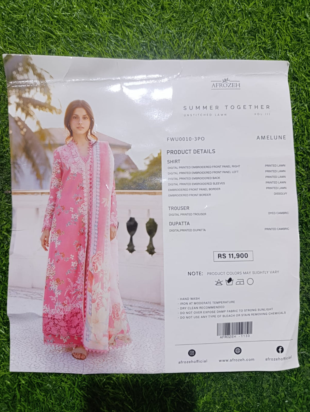 UNSTITCHED SUIT BY AFROZEH
