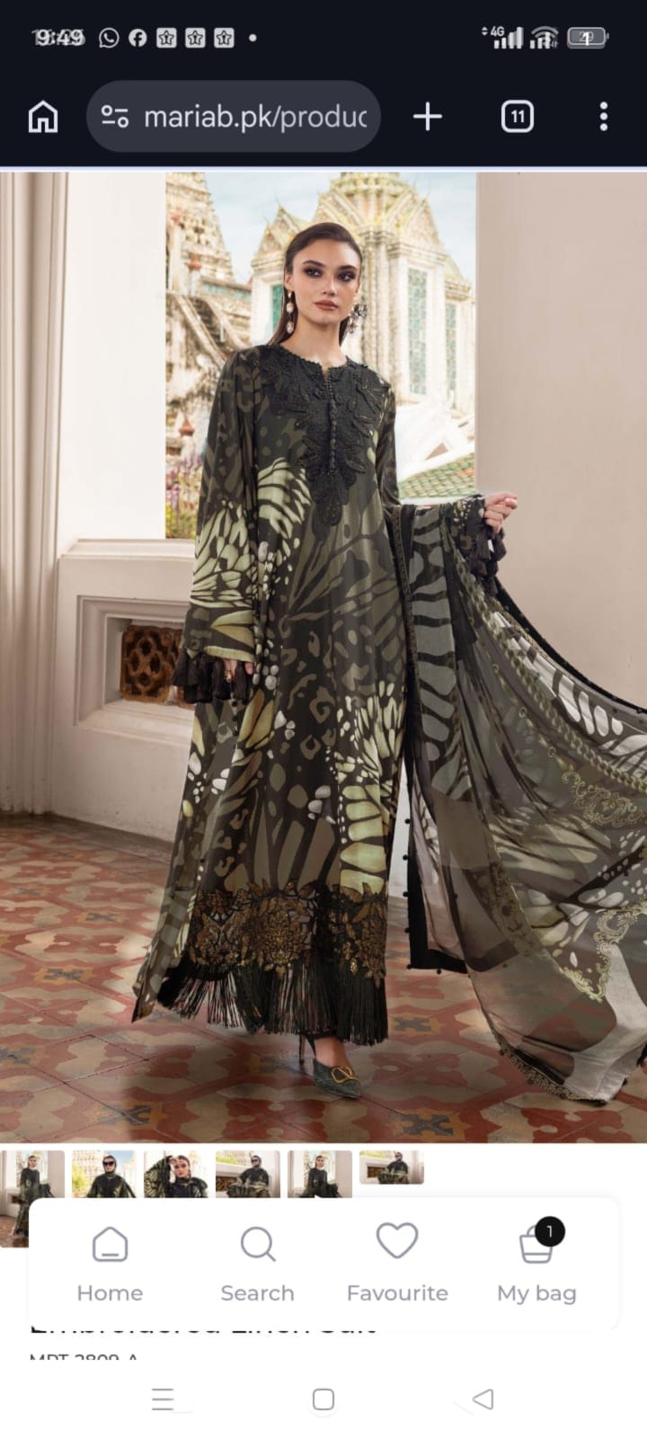 Maria B winter Linen 3 piece