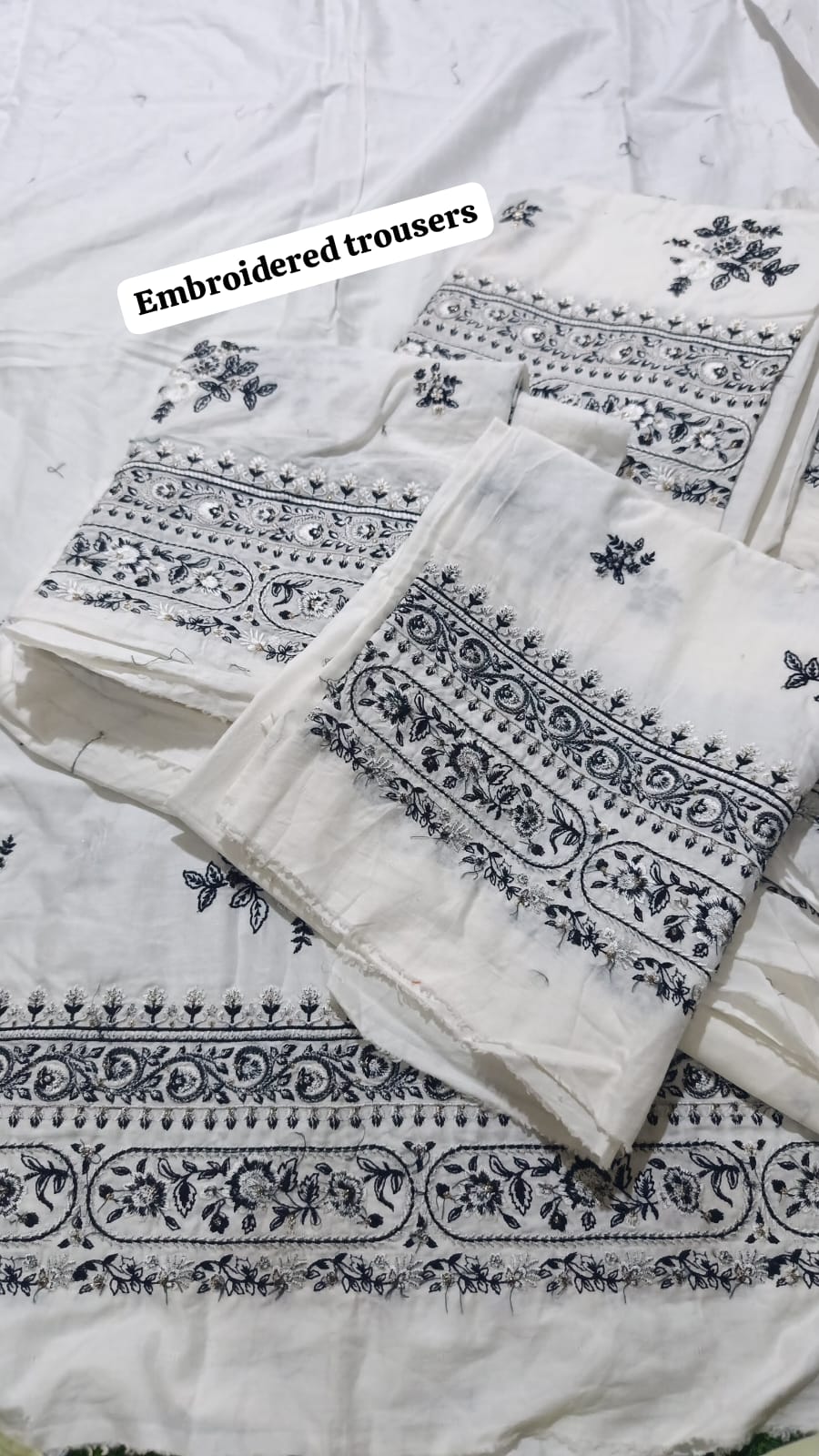 zarashahjahan embroidered textured lawn  trouser 2 yard