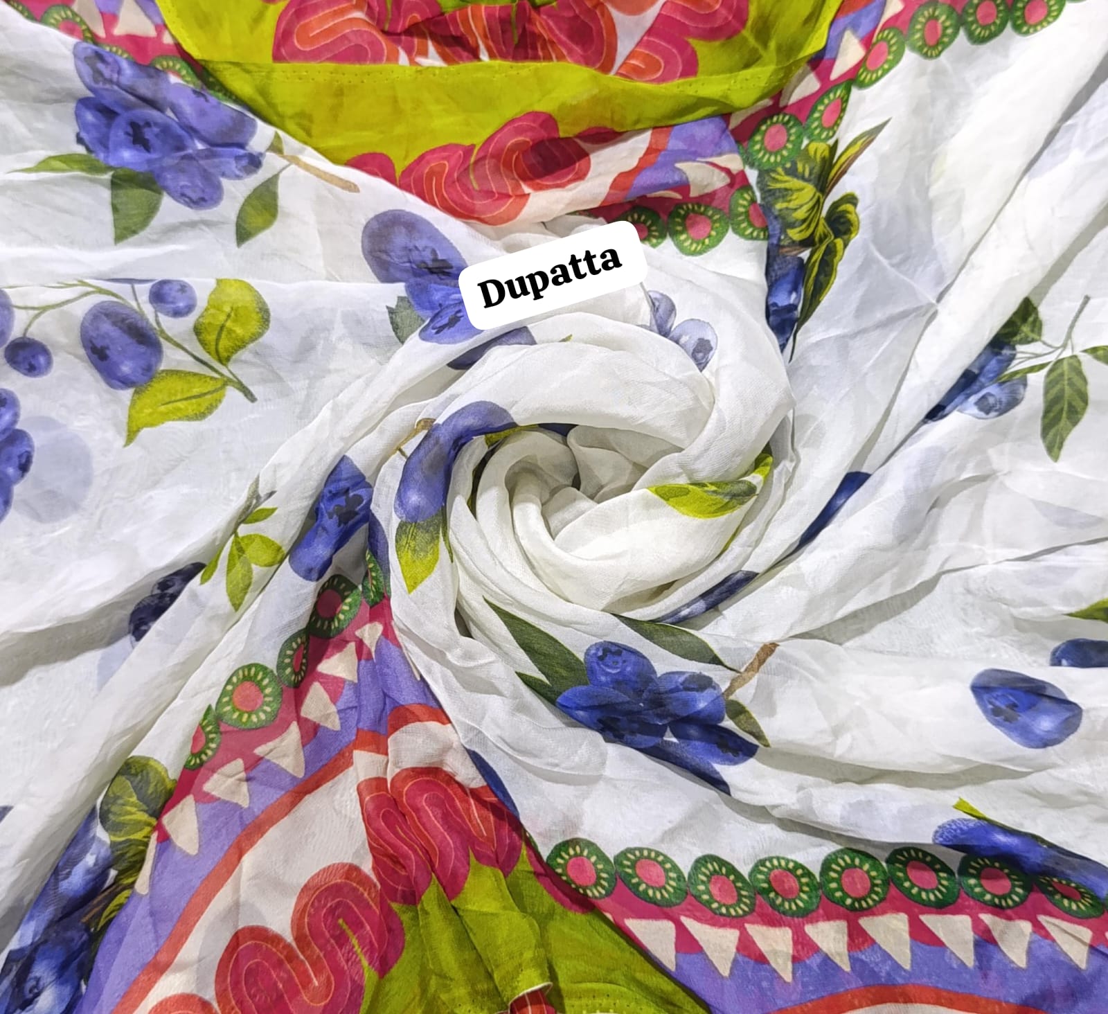 Hussain rehar printed silk dupatta