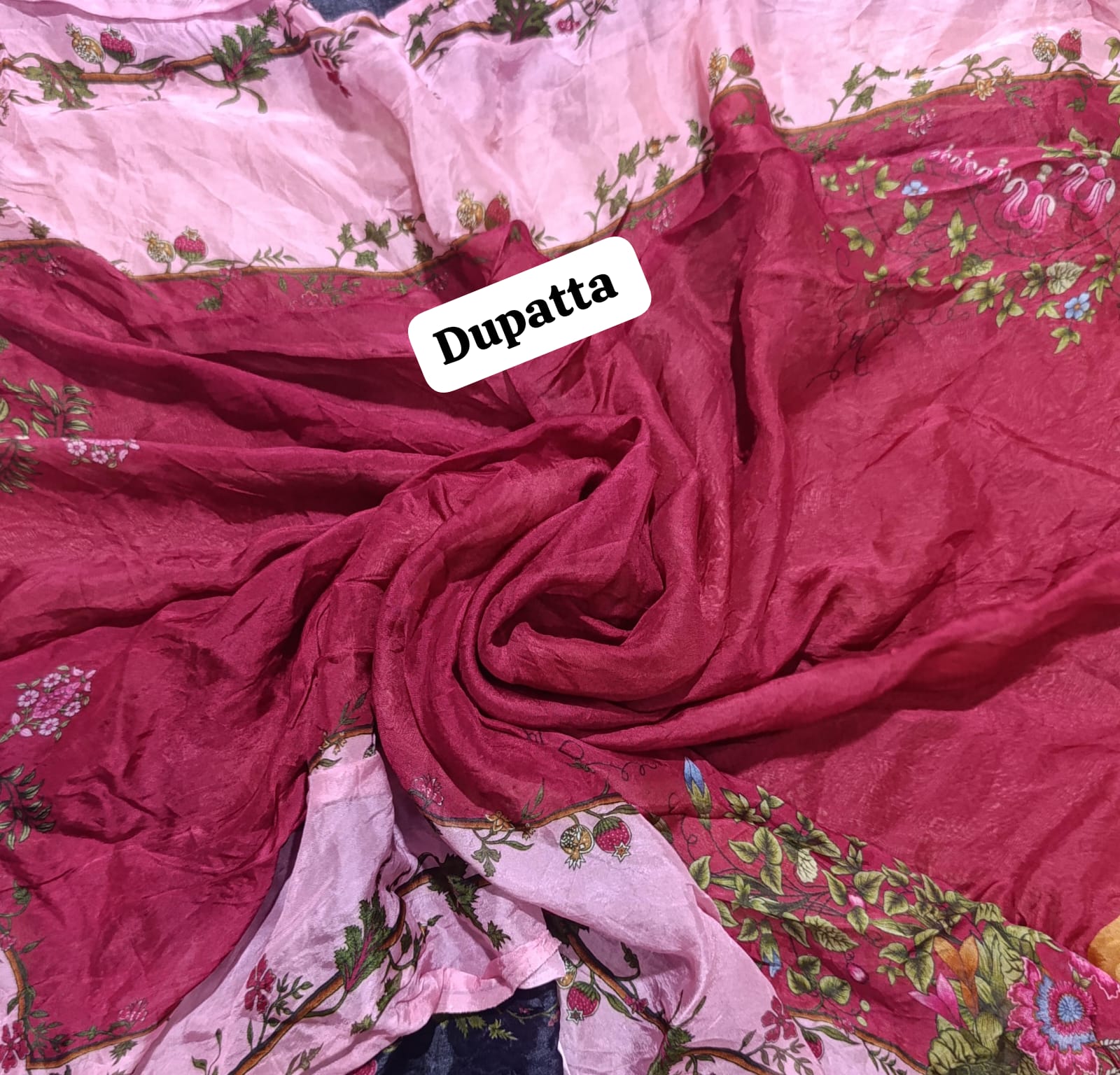 Hussain rehar printed silk dupatta