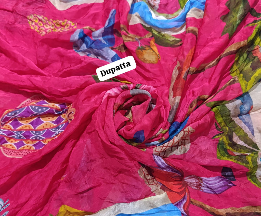 Hussain rehar printed silk dupatta