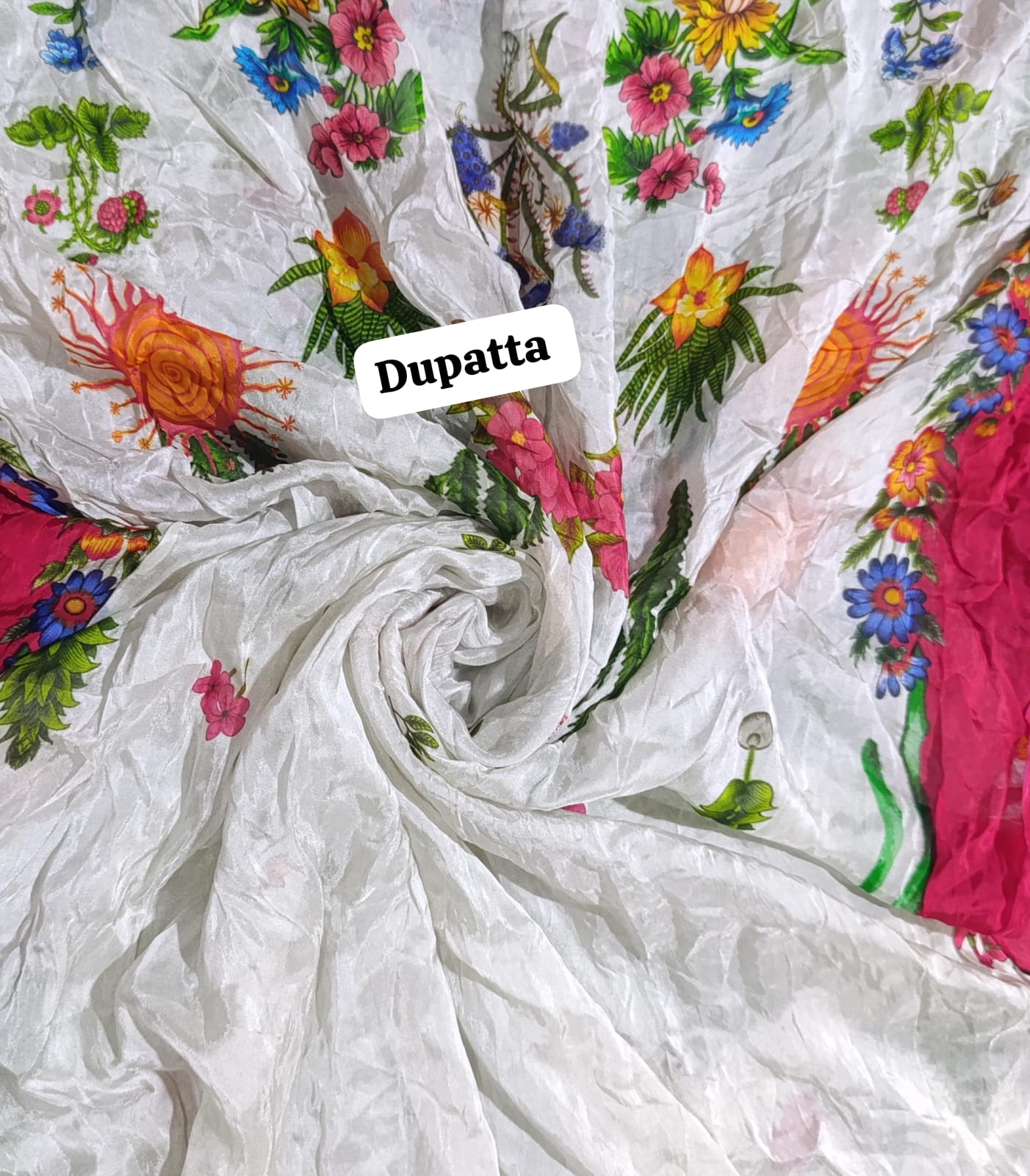 Hussain rehar printed silk dupatta