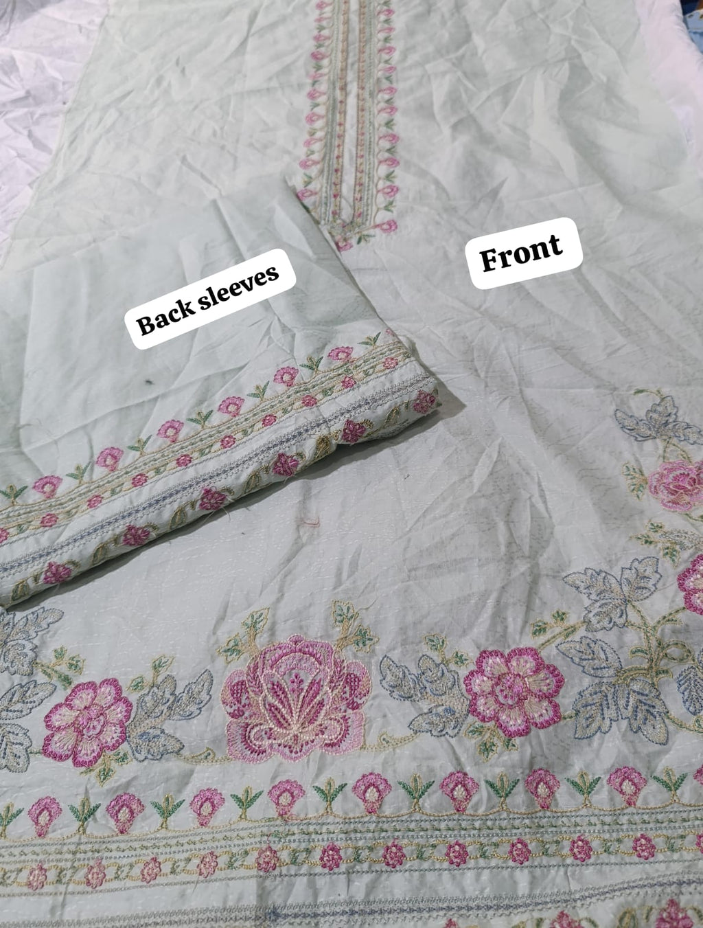 Zarashahjhan lawn  self  print emb shirt