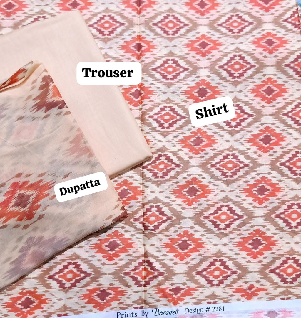Bareeze lawn printed 3pc unstitched