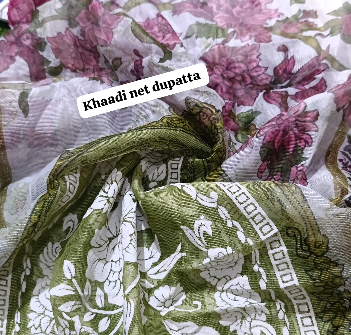 Branded khaadi net paste printed dupatta