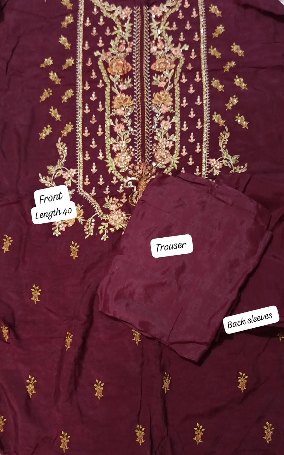 Barouqe  emb raw silk 2pc