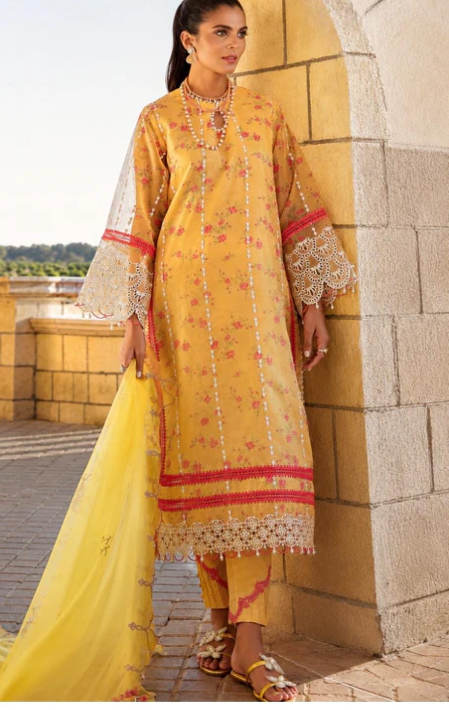 Alkaram Dahlia emb  organza printed  3pc