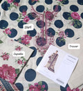 Sapphire lawn printed emb 3pc