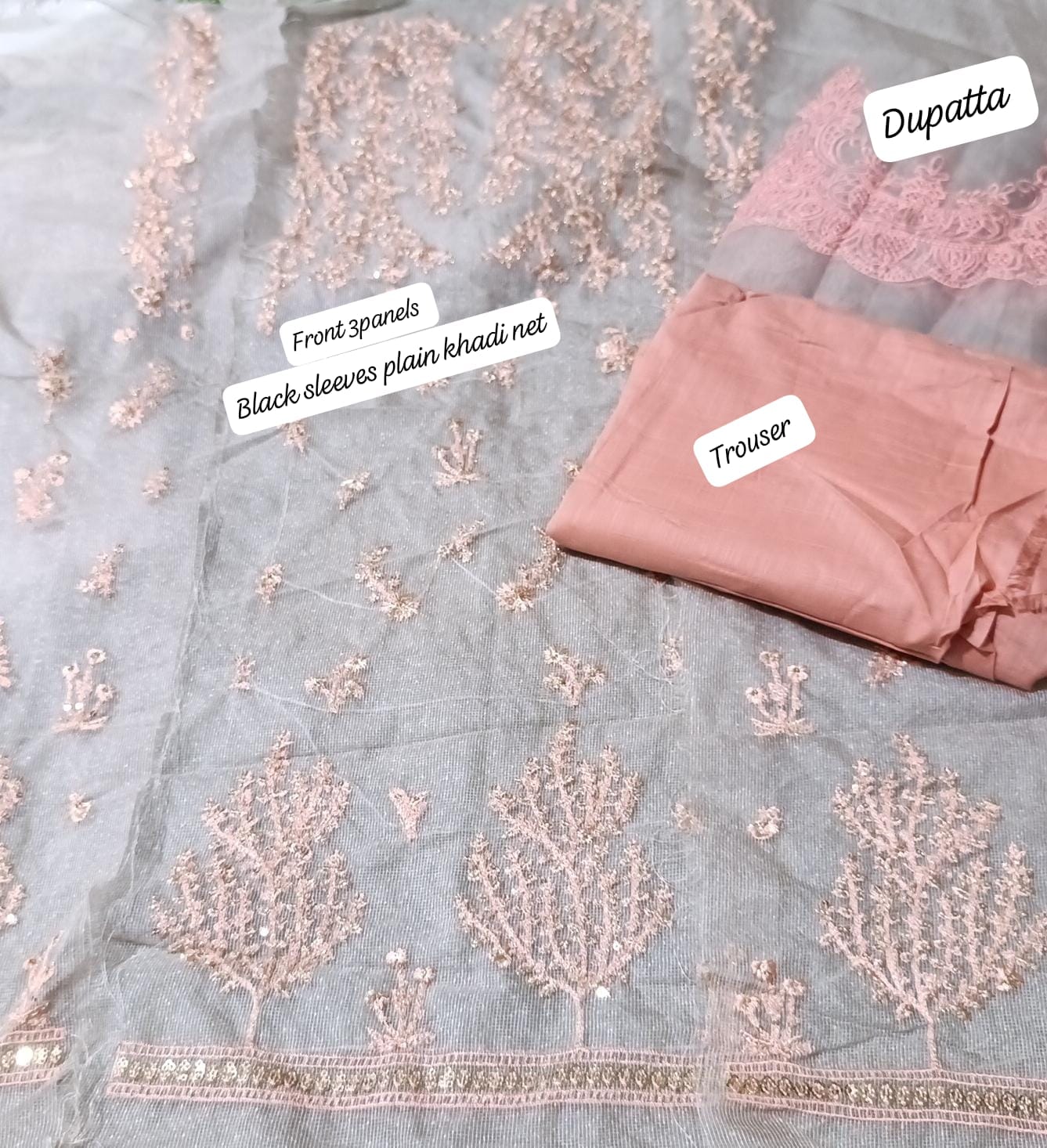 Sana safinaz khaddi net emb 3pc leftover