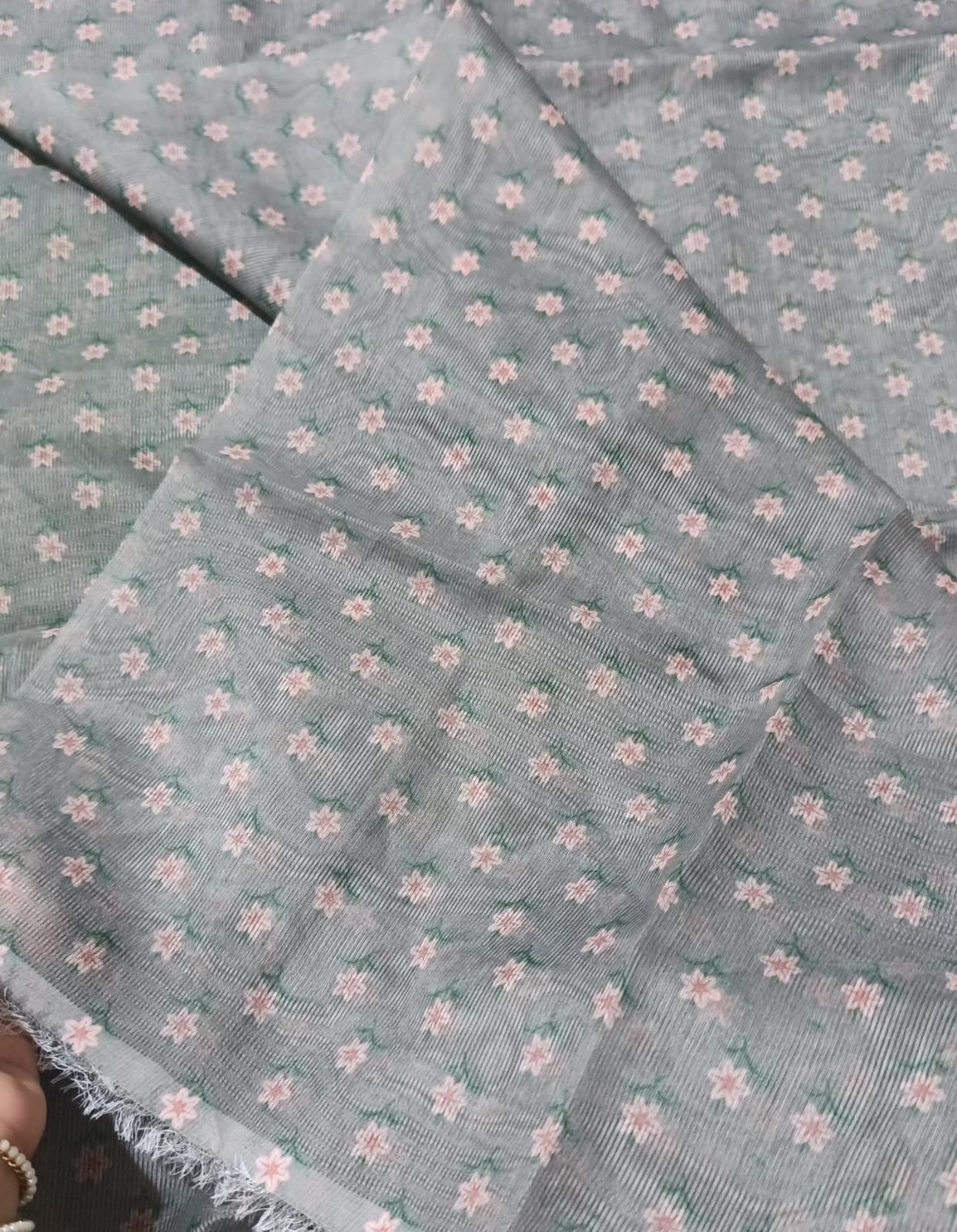 CROSS STITCH  PRINTED KHADDI NET SHIRT