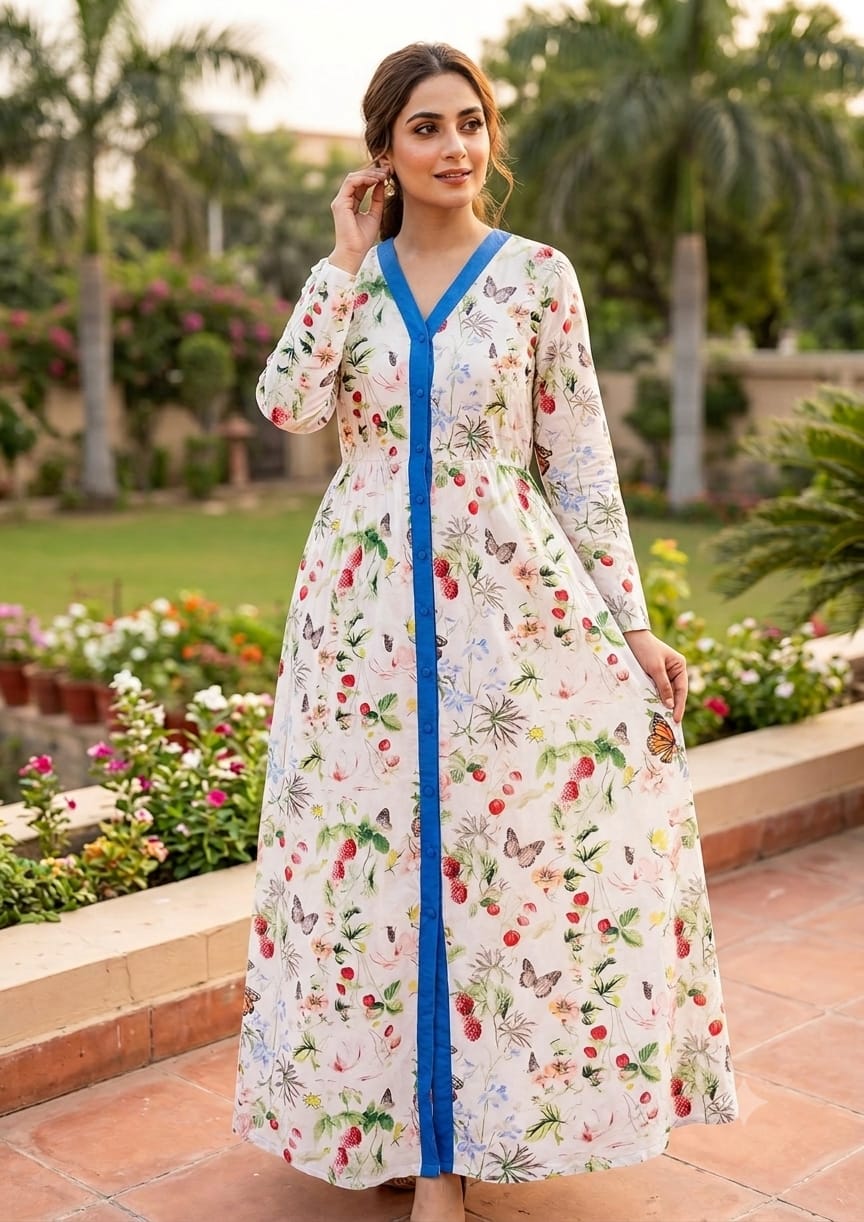 Evervanna printed linnen  long frock small