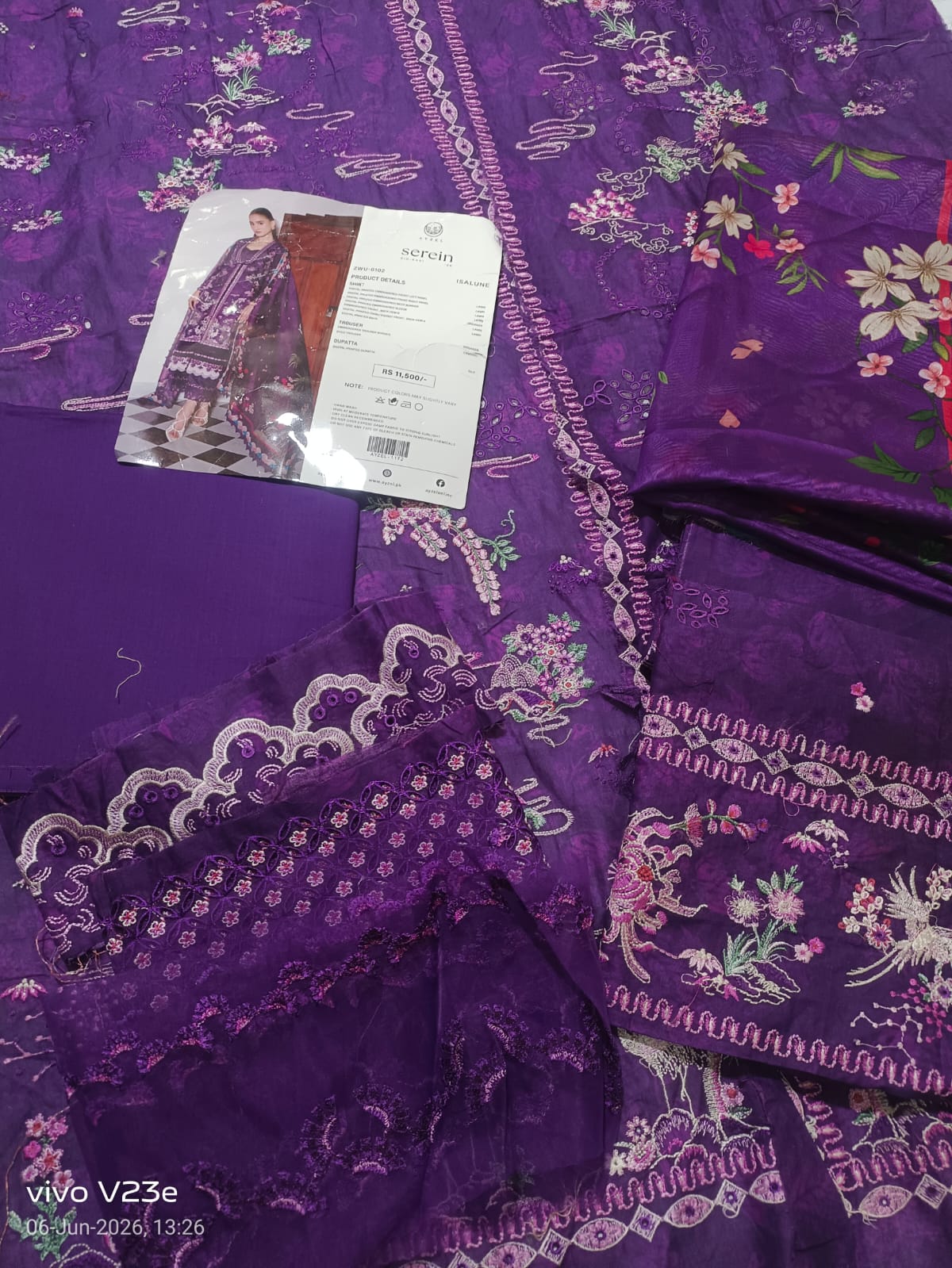 ayzel by afrozeh printed emb lawn 3pc