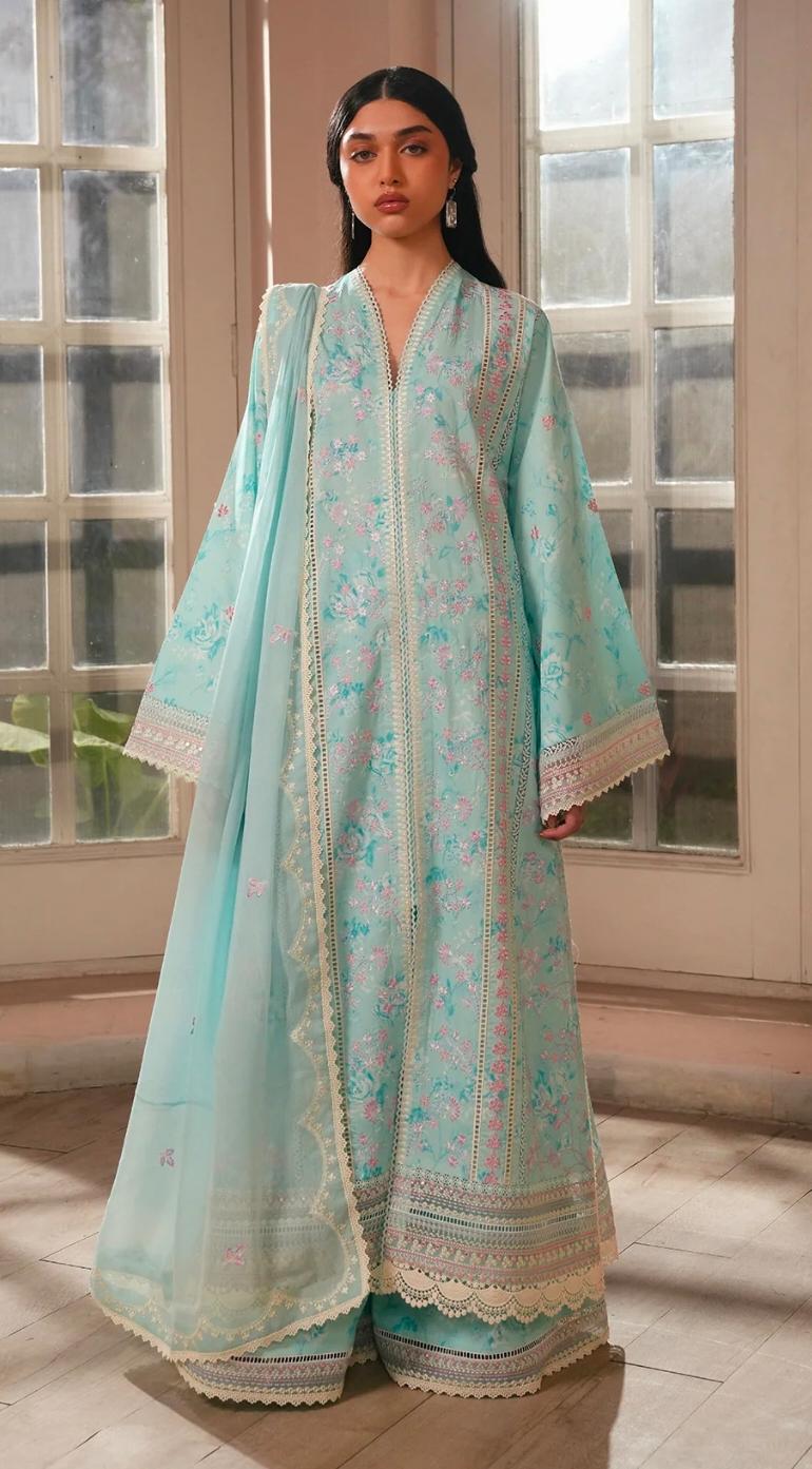 Ayzel by afrozeh printed emb lawn 3pc