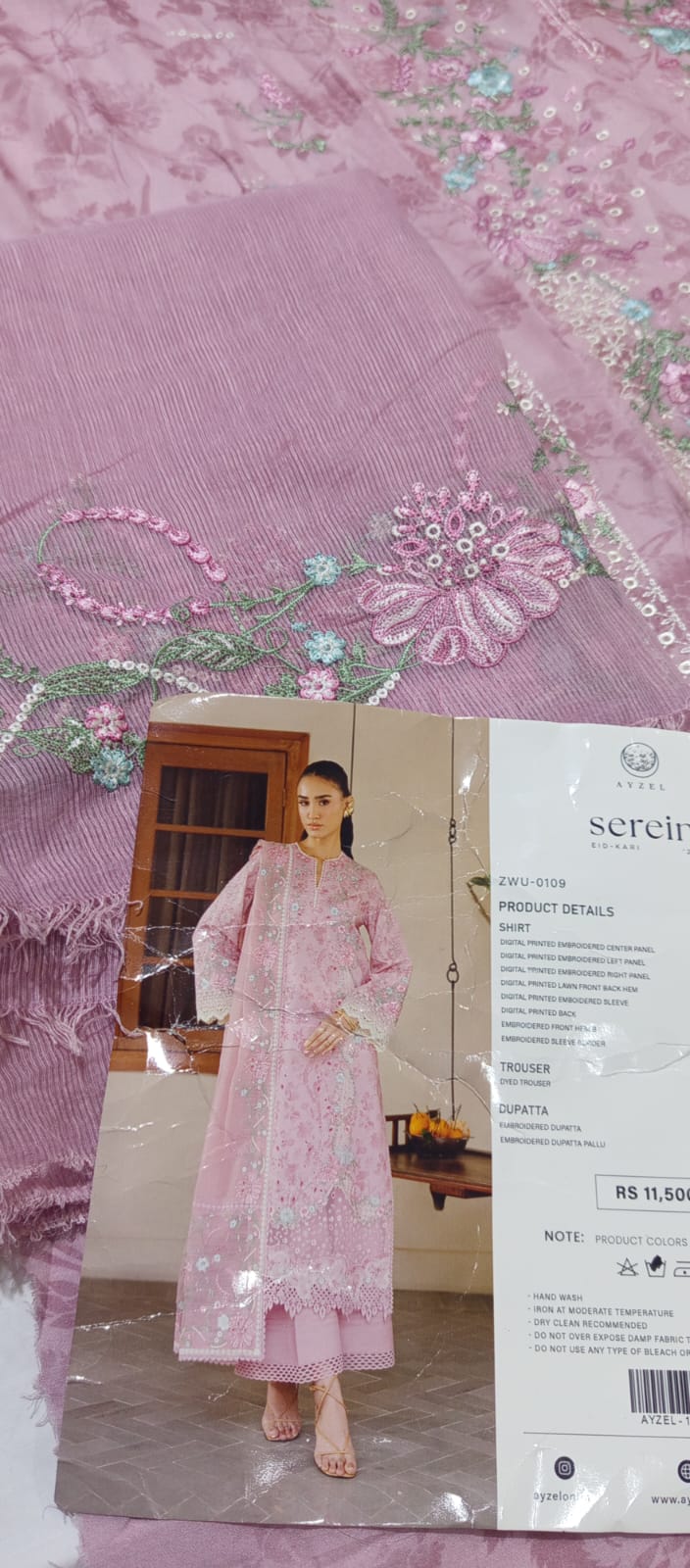 Ayzel by afrozeh digital printed emb lawn 3pc 2026