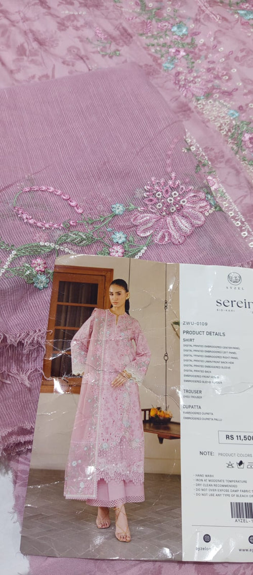 Ayzel by afrozeh digital printed emb lawn 3pc 2026