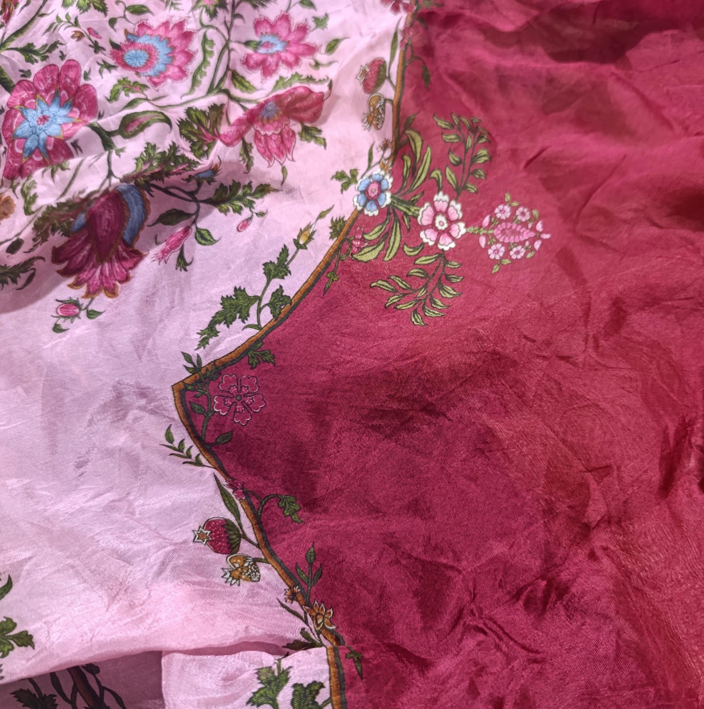 Hussain rehar printed silk dupatta