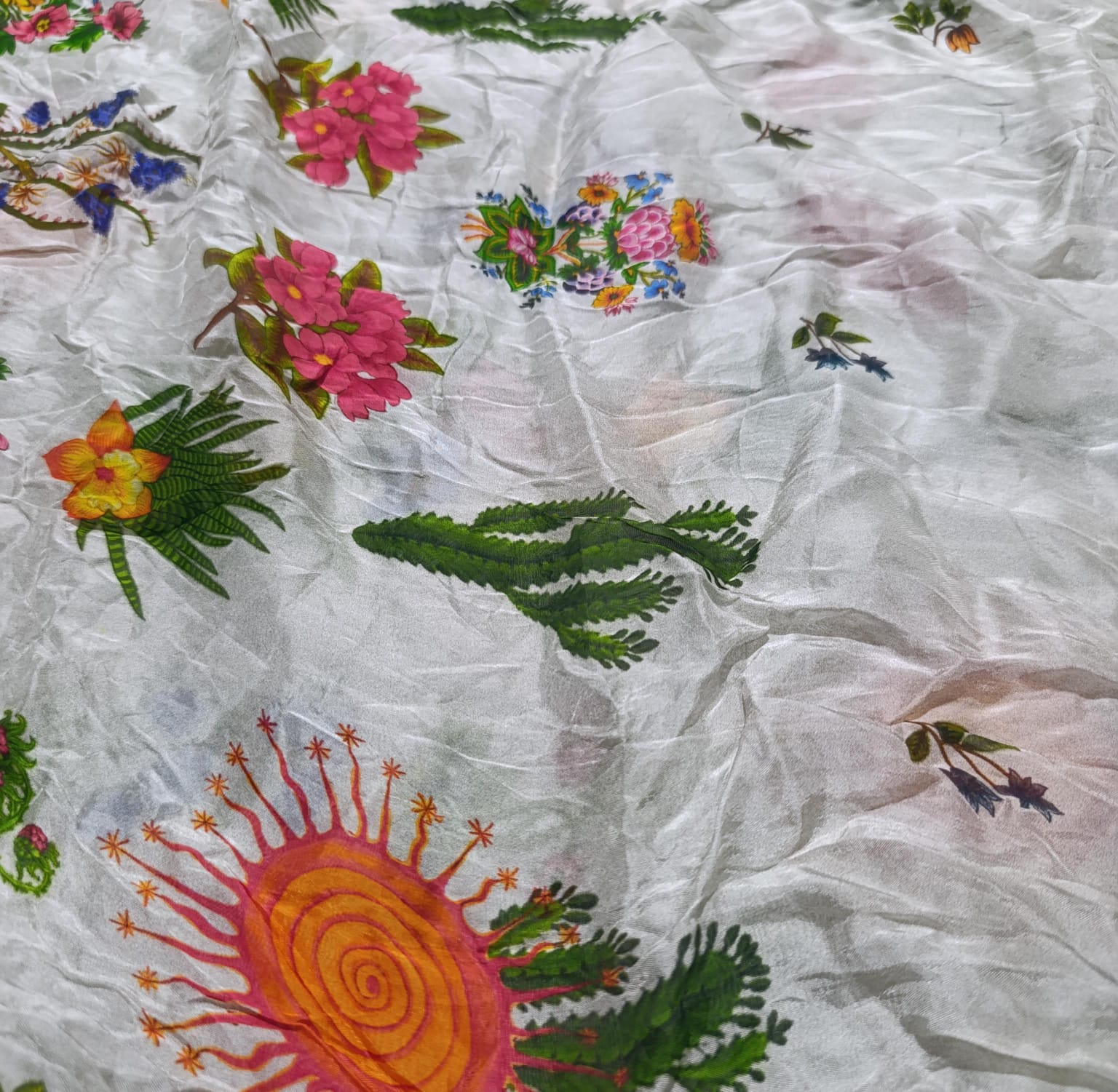 Hussain rehar printed silk dupatta
