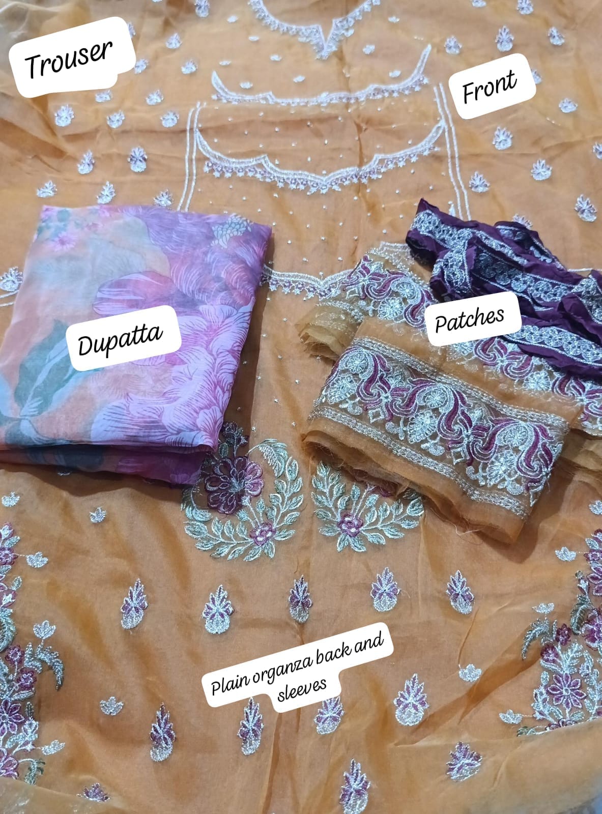 Charizma emb fancy  organza suit
