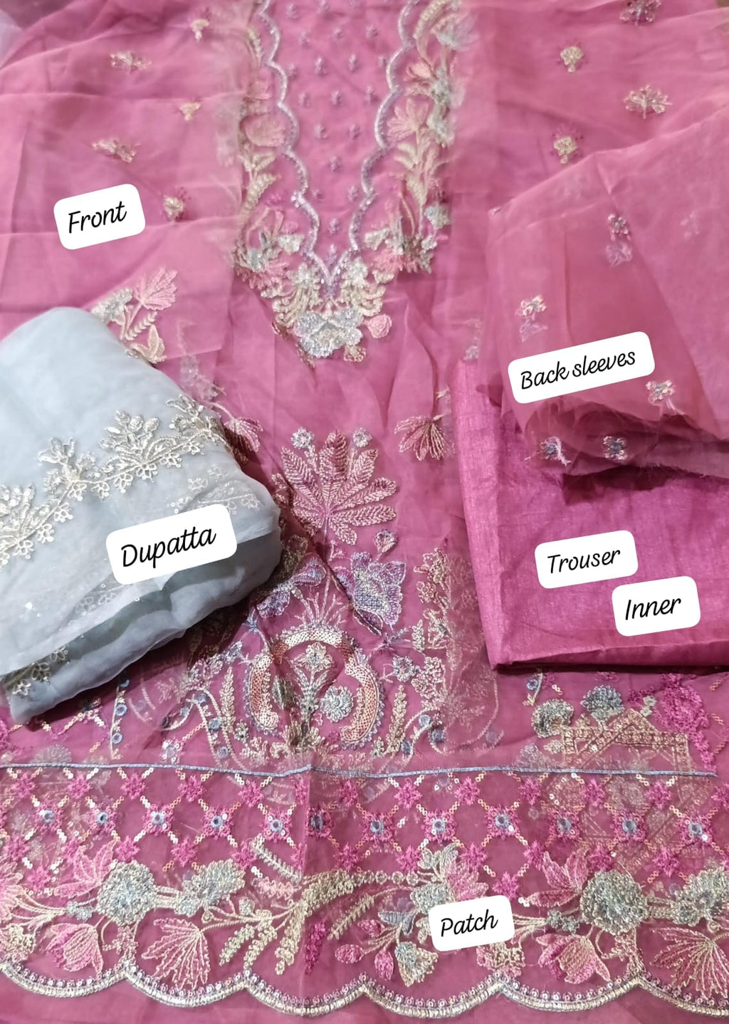 Branded organza emb 3pc