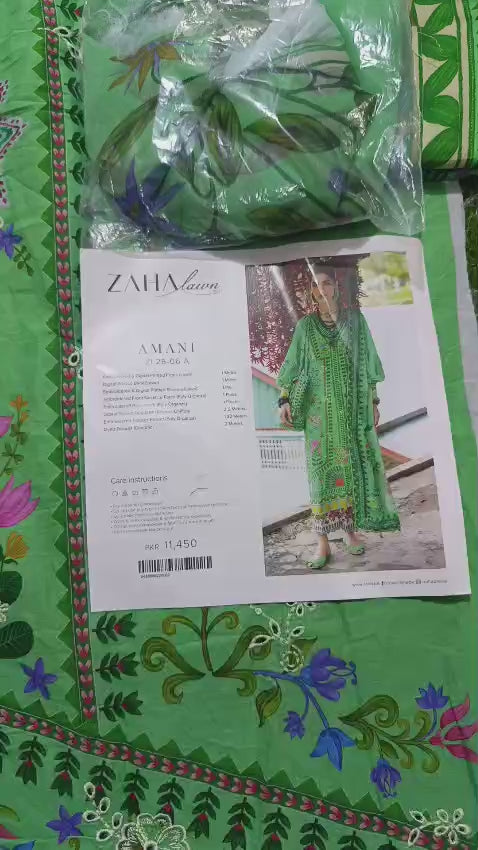 ZAHA LAWN UNSTITCHED 3 PIECE SUIT