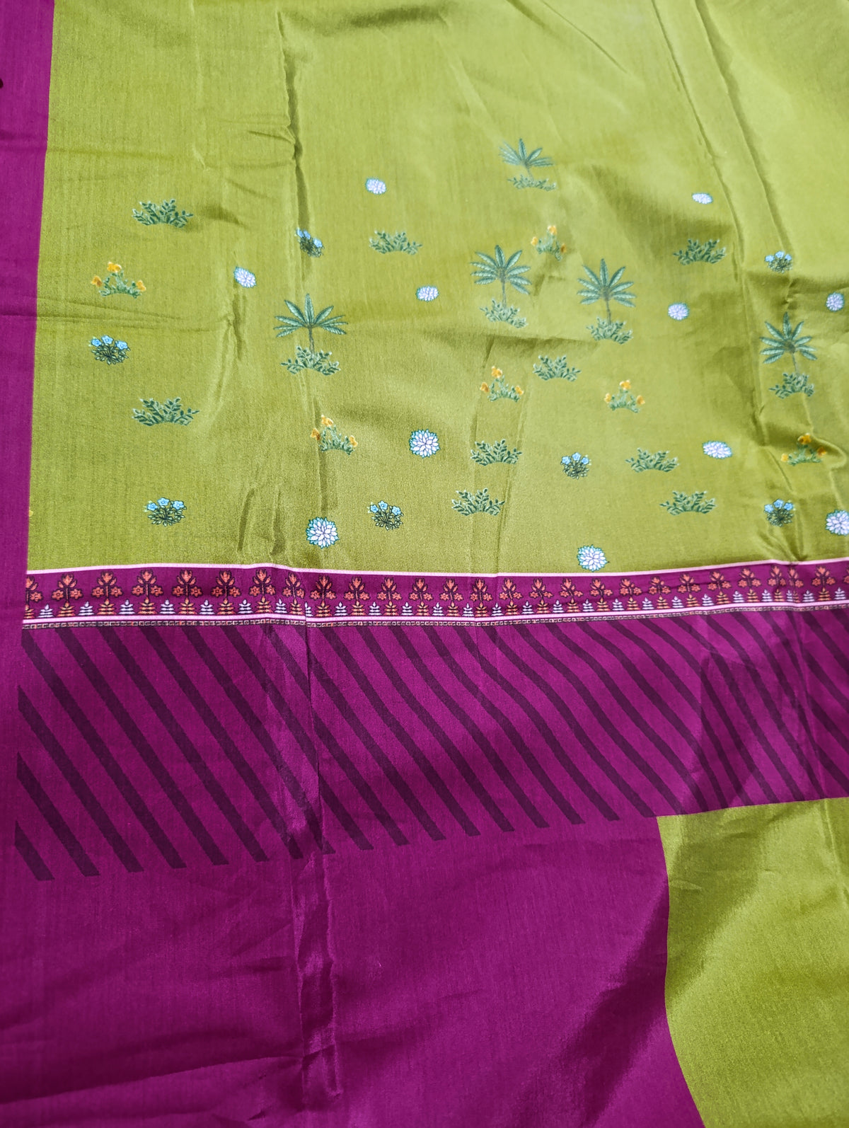 Ethnic  lawn silk printed short shirt unstitched