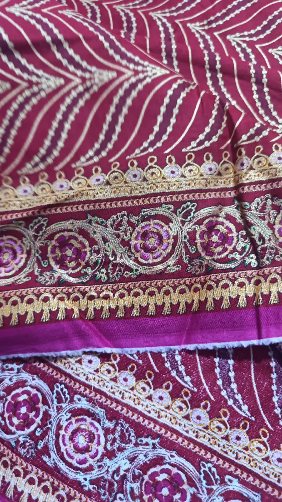 Kesariya khaddar shimri printed shirt
