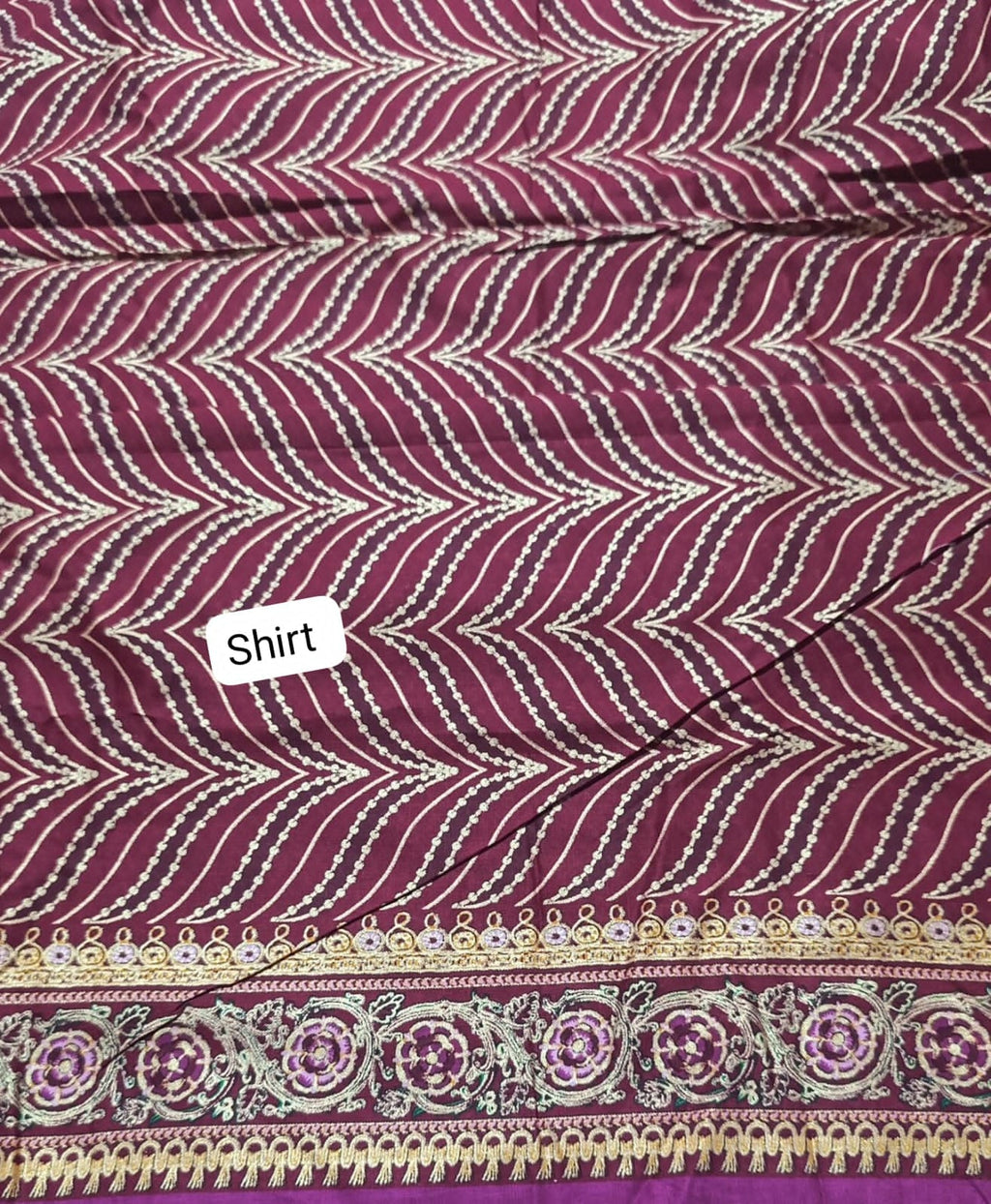 Kesariya khaddar shimri printed shirt