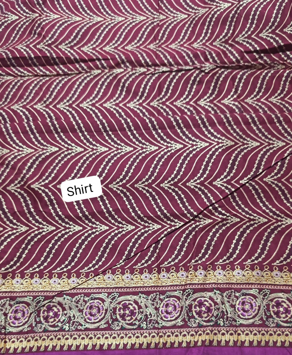 Kesariya khaddar shimri printed shirt