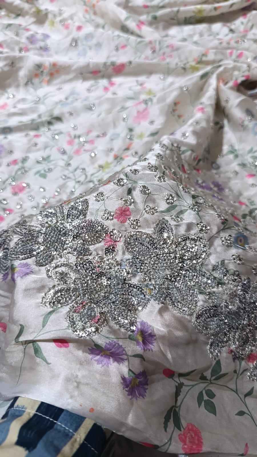 Hussain rehar silk printed emb shirt