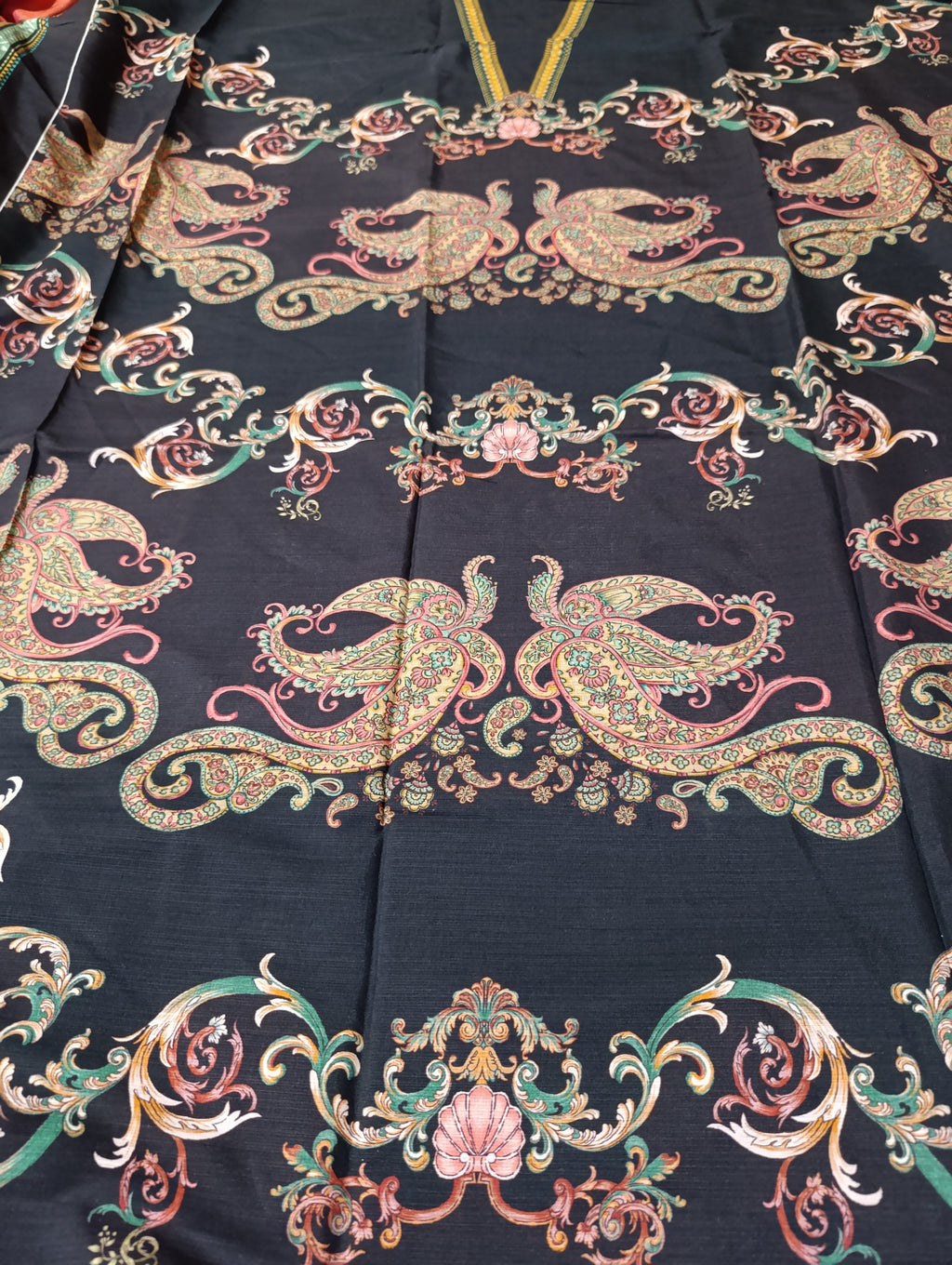 Ethnic lawn silk printed kaftan shirt unstitched