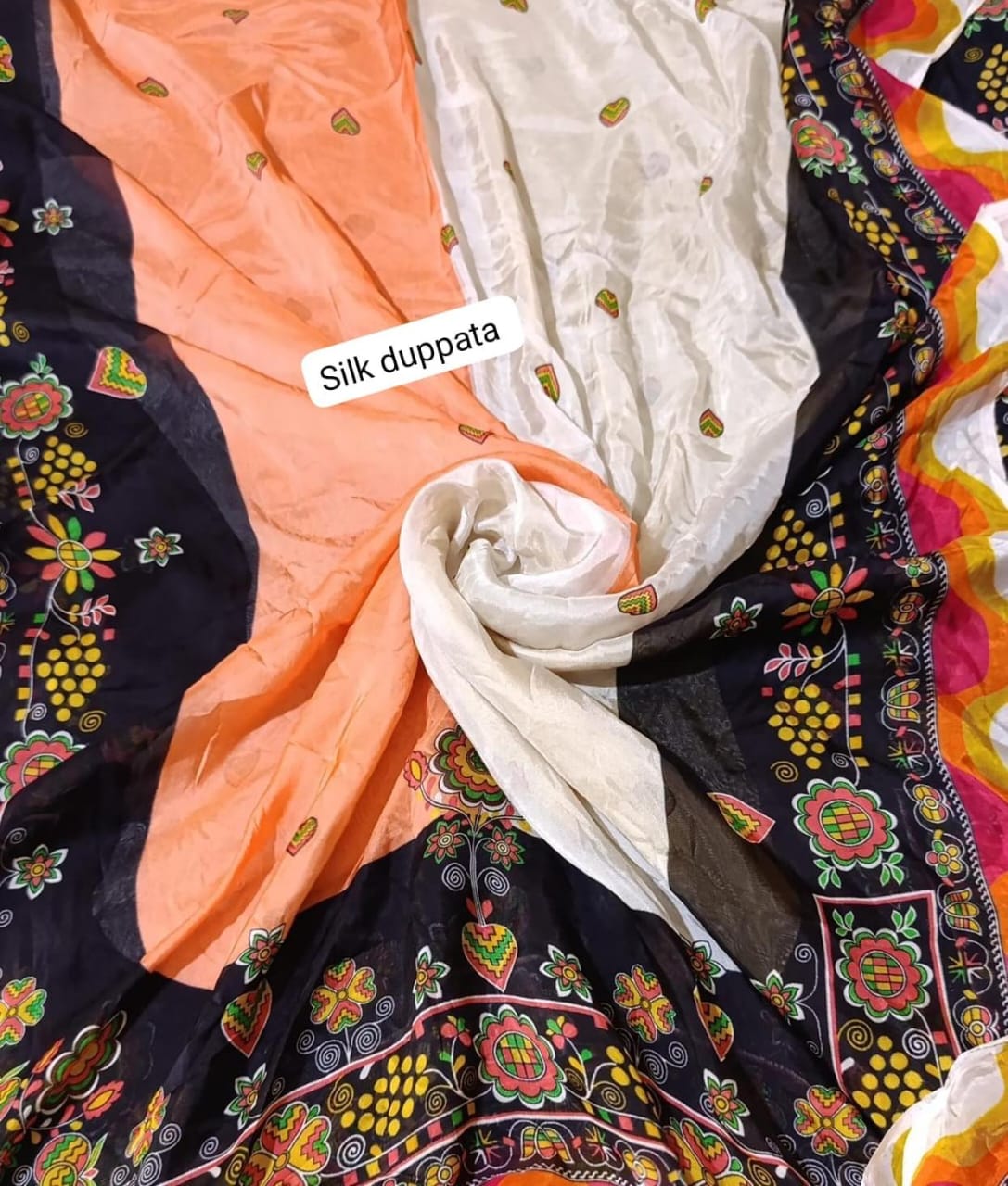 HussainRehar printed Silk dupatta