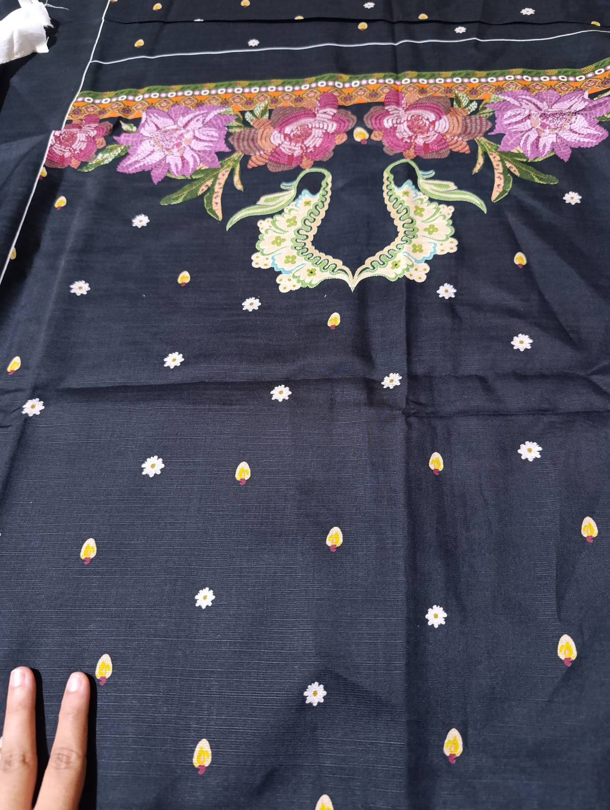 Ethnic khaddar printed kaftan shirt unstitched