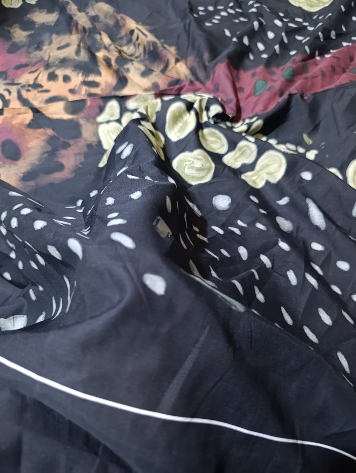 Ethnic lawn silk printed kaftan shirt unstitched