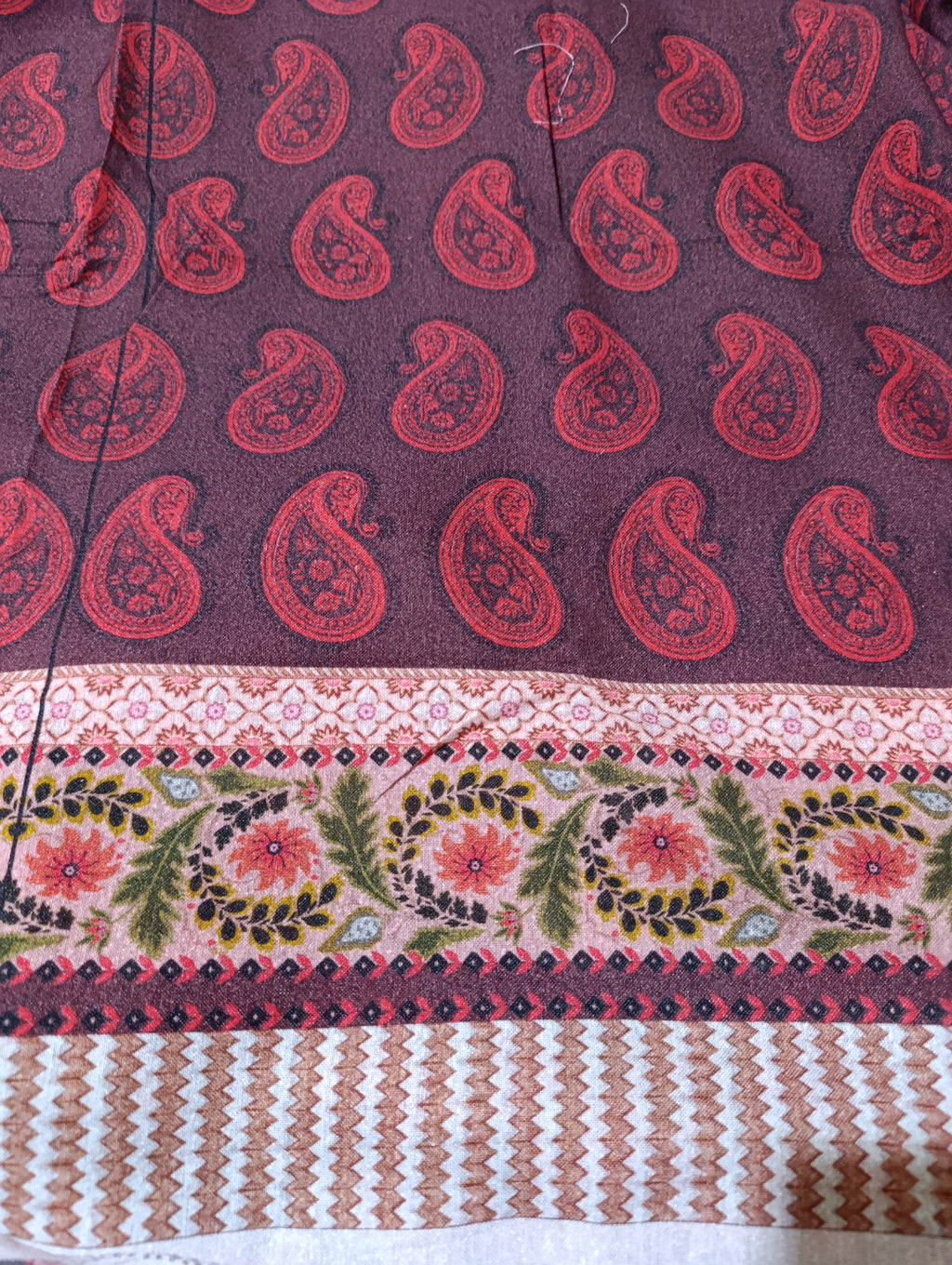 Ethnic winter  karandi printed kaftan shirt unstitched