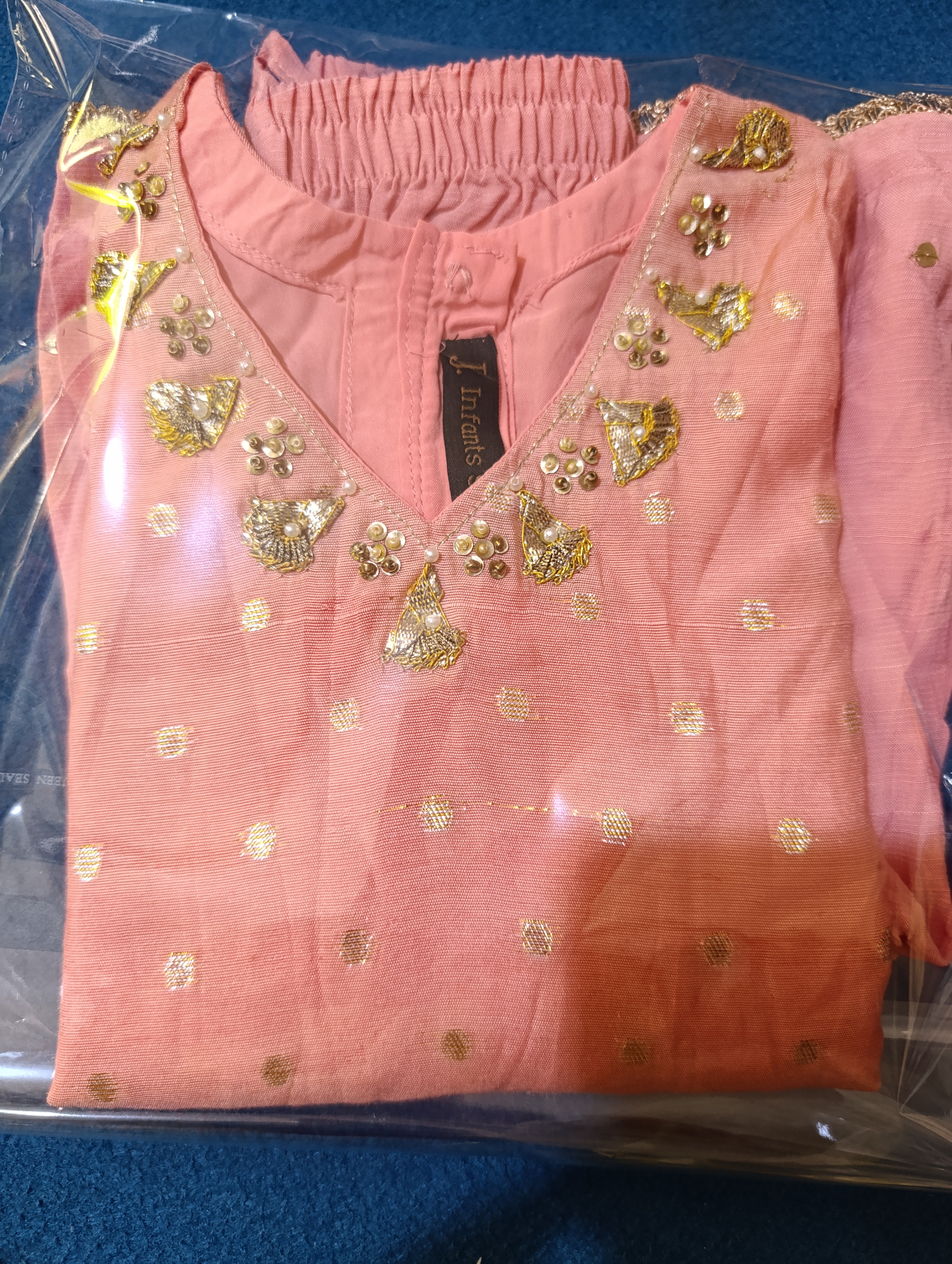 J. Kids  Fancy raw silk 2pc 9/12 months