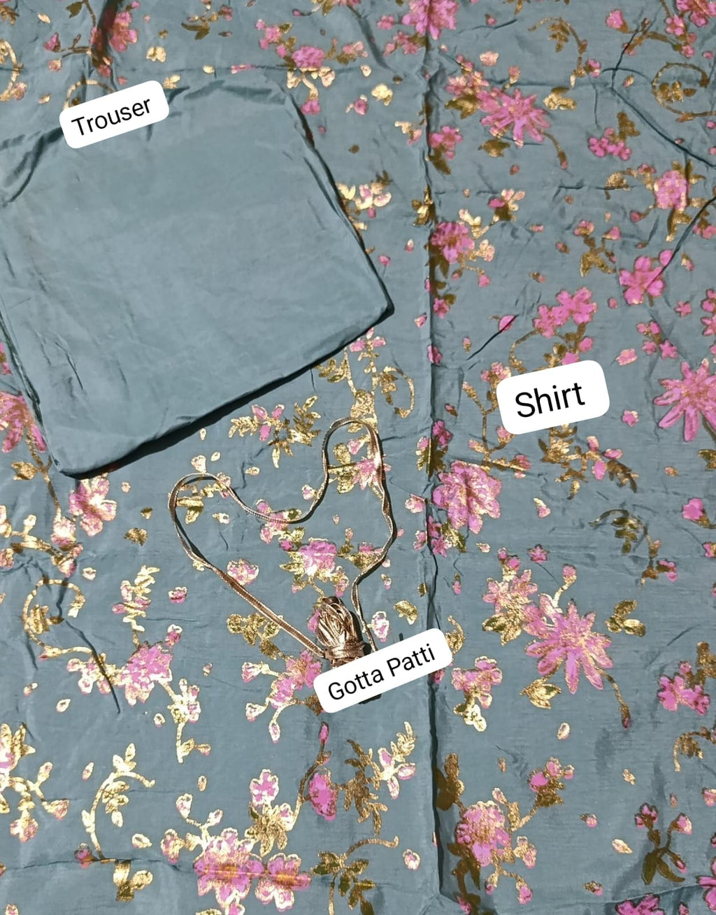 Suffuse raw silk paste printed fancy 2pc