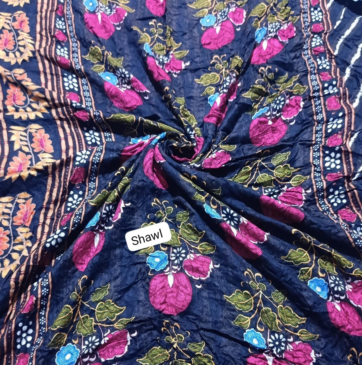 Branded winter printed linen shawl