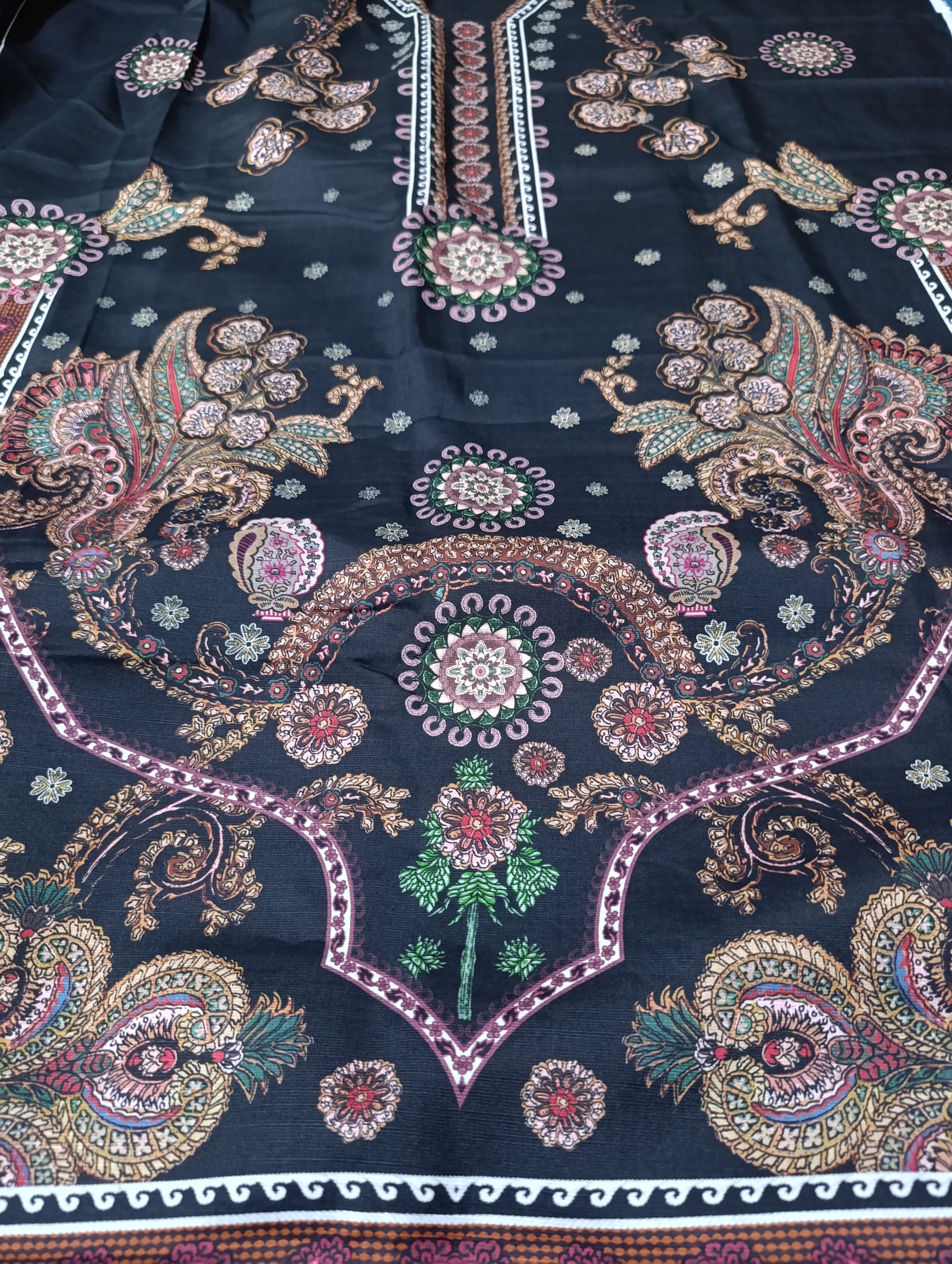 Ethnic winter  khaddar printed kaftan shirt unstitched