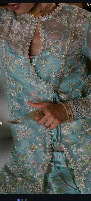 Suffuse raw silk paste printed fancy 2pc