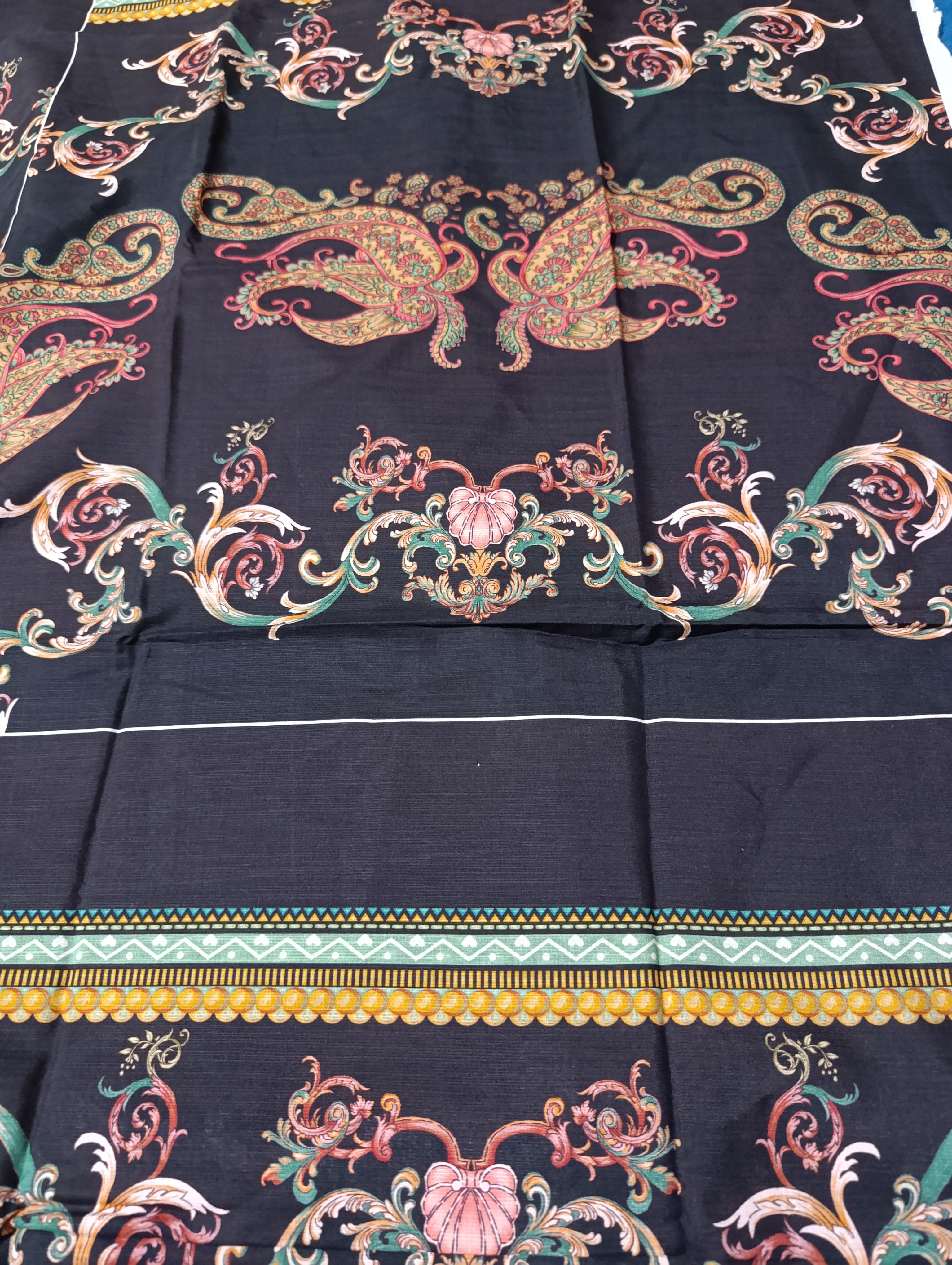 Ethnic lawn silk printed kaftan shirt unstitched