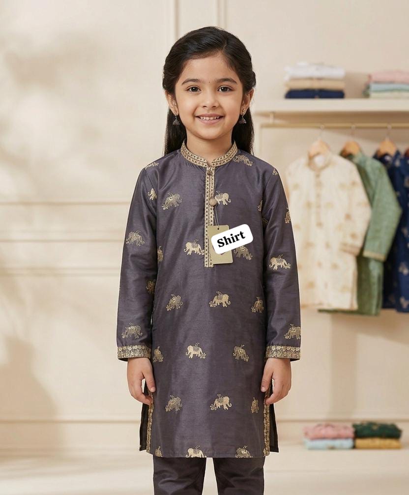 Kids j. Cotton silk block print 2pc 6/7 yr